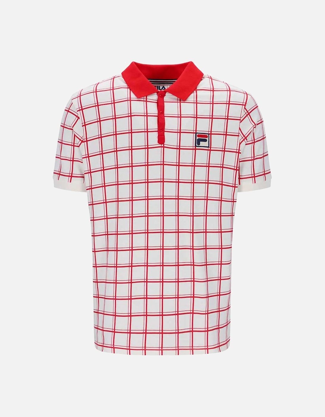 Vintage Bobby Check Polo T Shirt - Gardenia Cream / Red