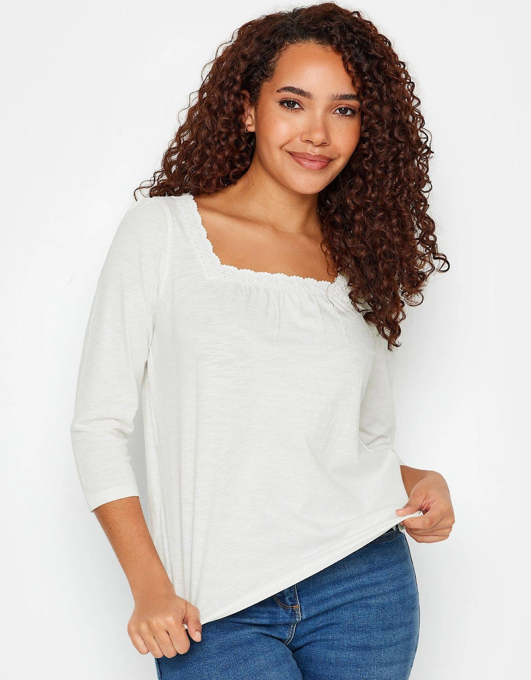 Ivory Square Neck Lace Cotton Top, 2 of 1
