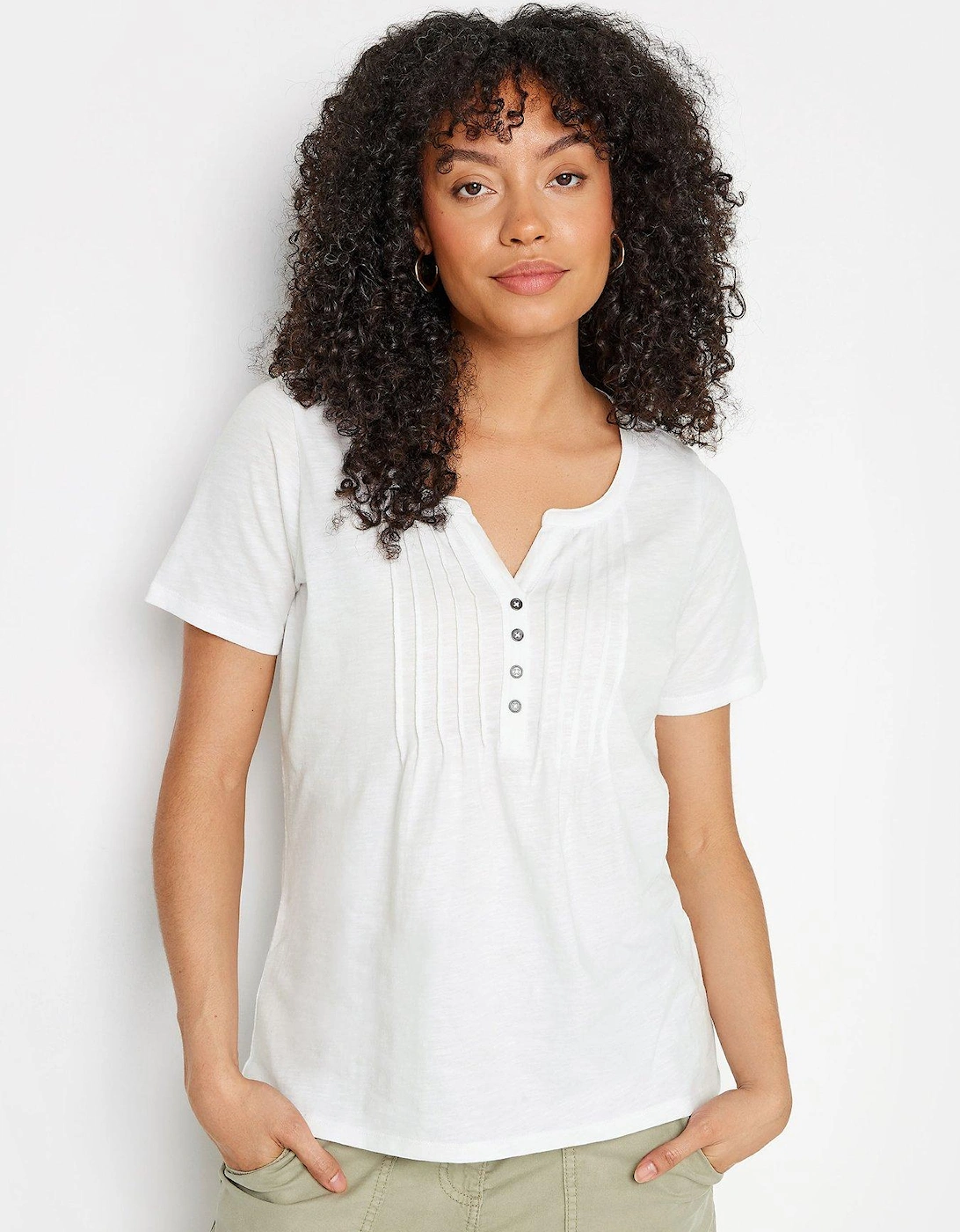White Cotton Henley T Shirt, 2 of 1