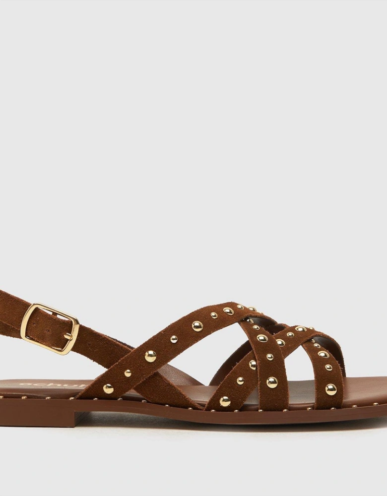 Thelma Studded Leather Sandal - Tan