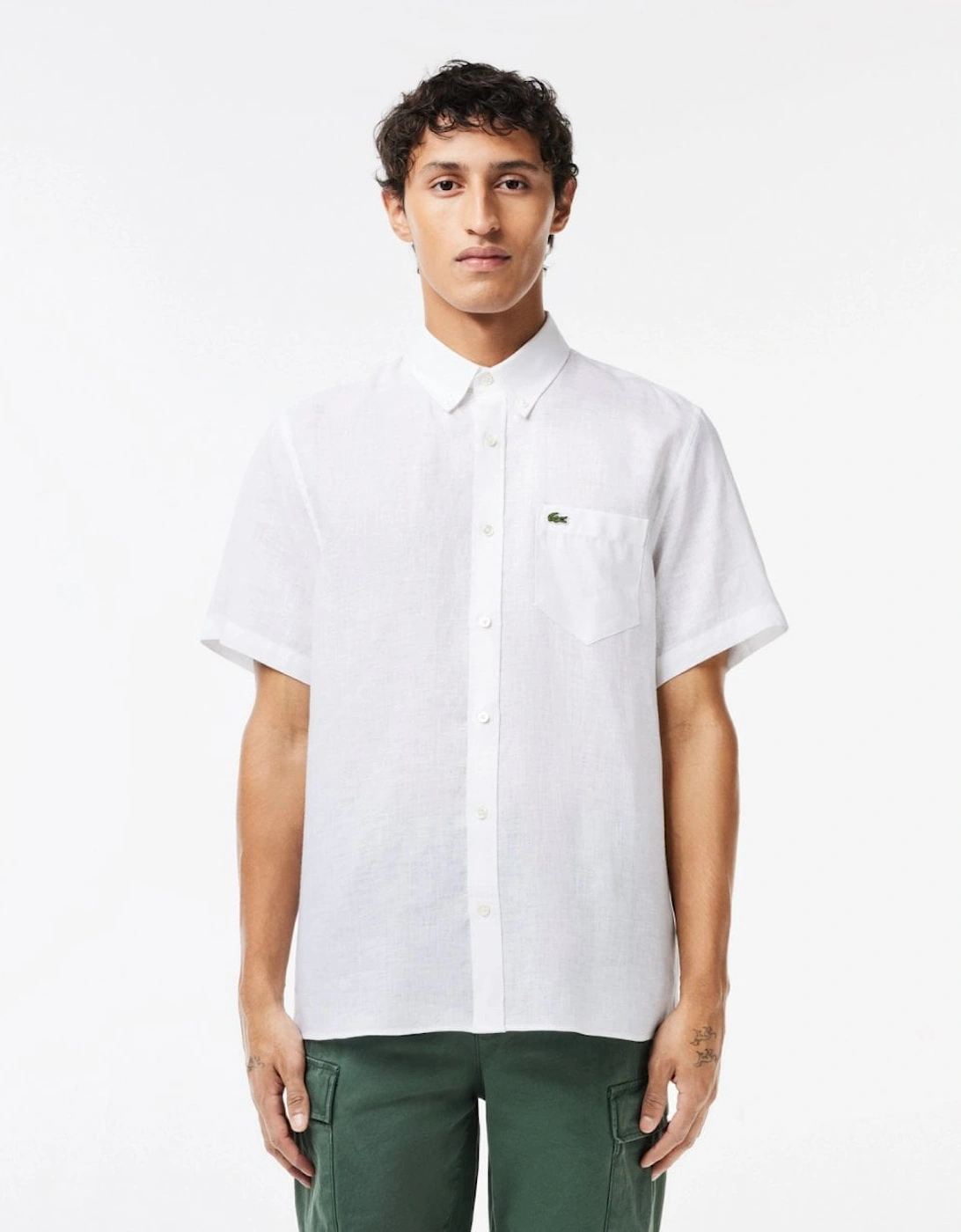 Mens Short Sleeve Straight Cut Linen Shirt, 4 of 3