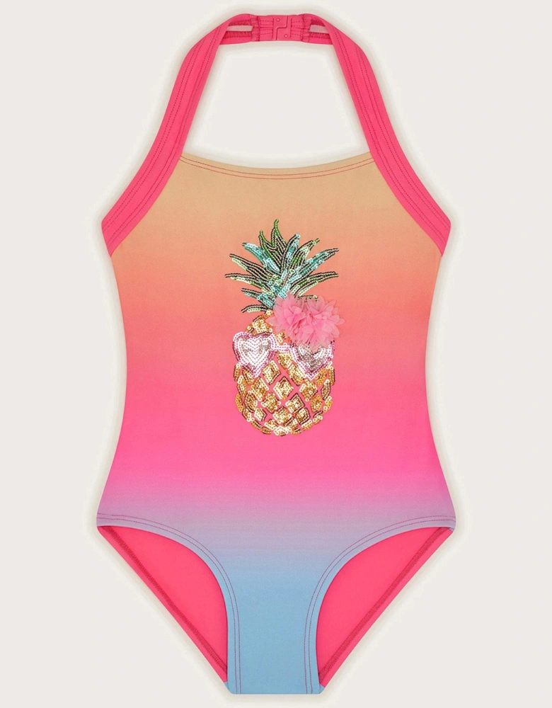 Girls Pineapple Sequin Swimsuit - Multi