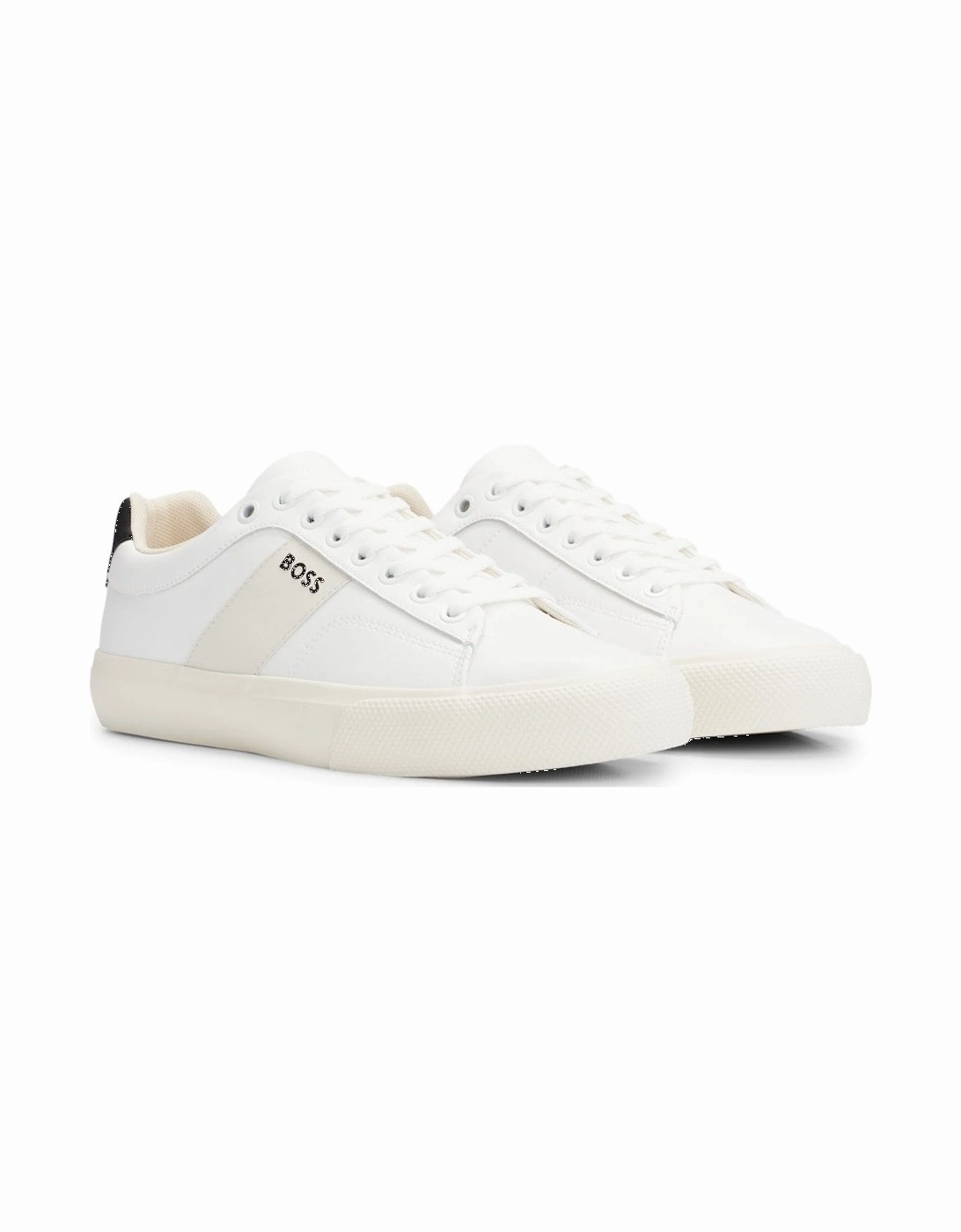 Hugo Boss Men's White Aiden Cupsole Trainers With Contrast Band