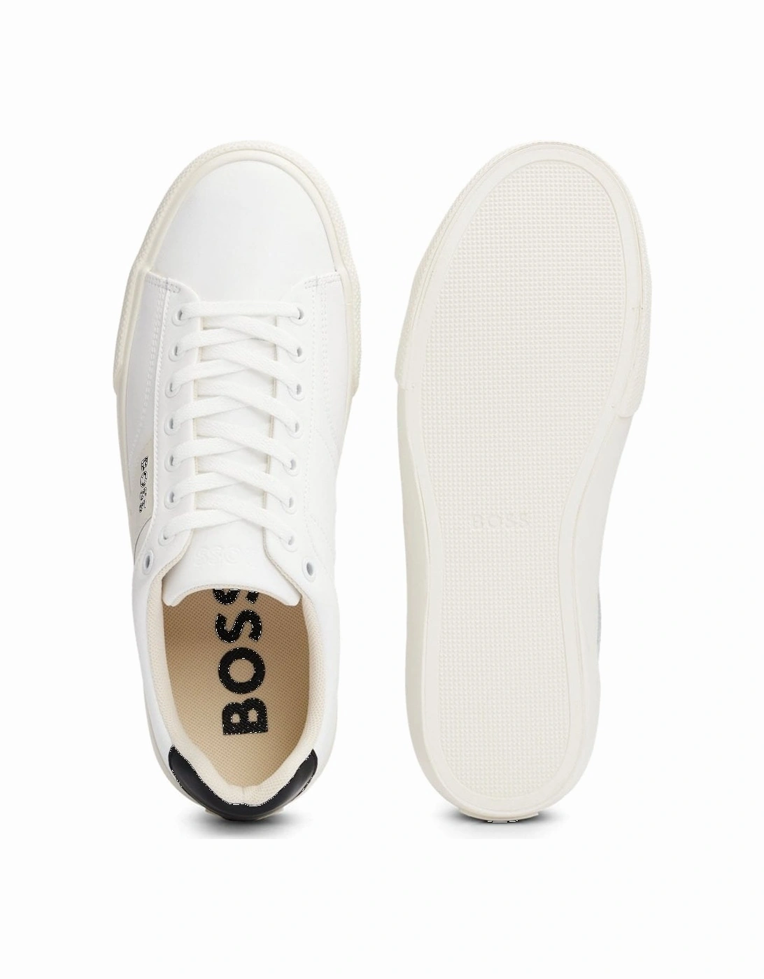 Hugo Boss Men's White Aiden Cupsole Trainers With Contrast Band