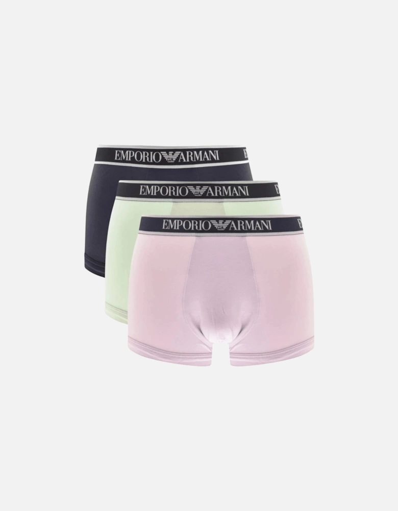 3-Pack Stretch Cotton Lavender/Mint Green/Navy Boxer Trunks