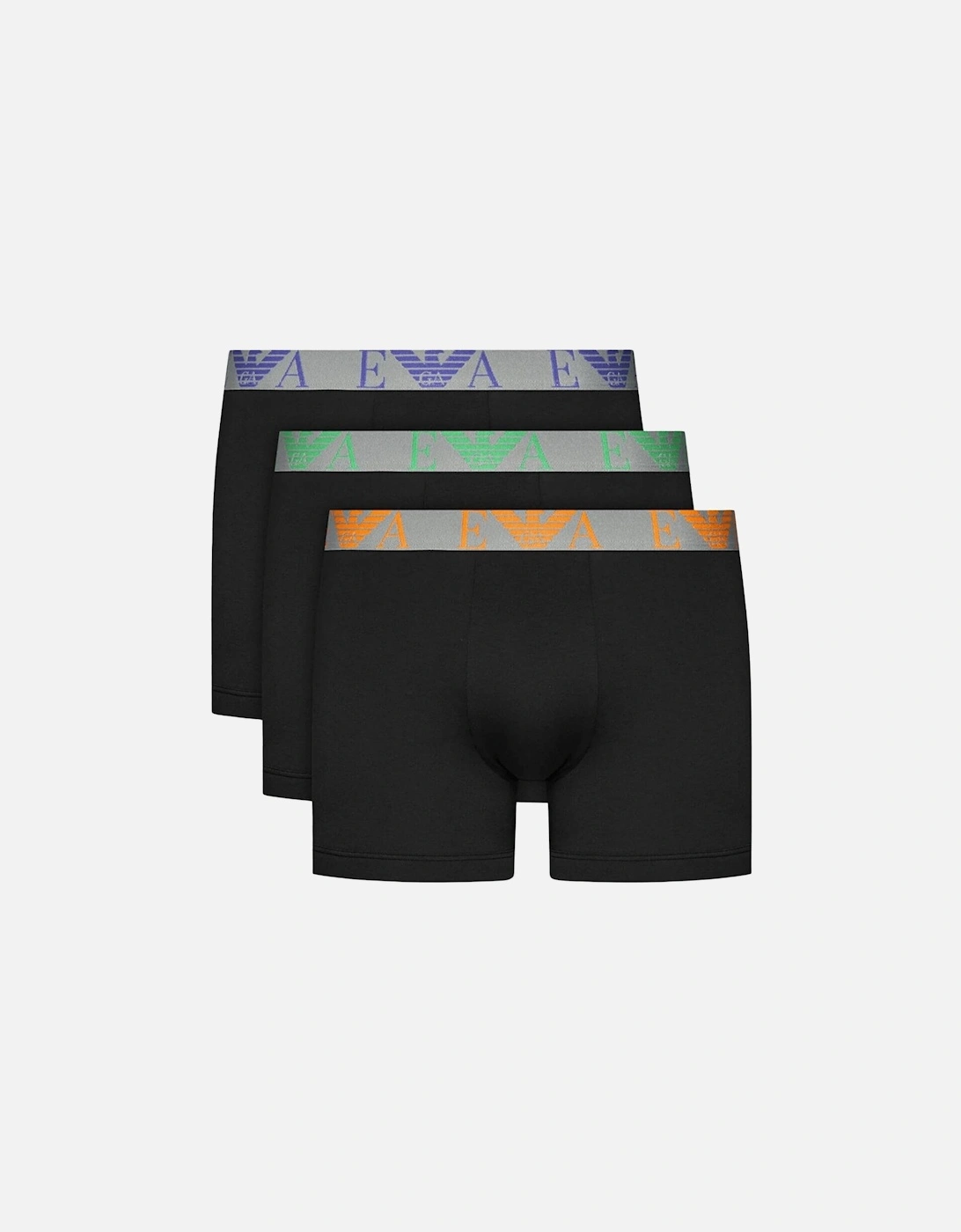 3-Pack Stretch Cotton Black Boxer Trunks, 2 of 1
