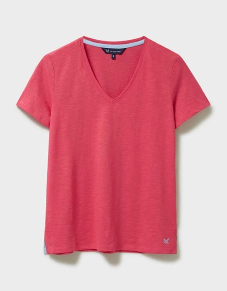 Women's Perfect V-Neck Slub T-Shirt Sunset Pink