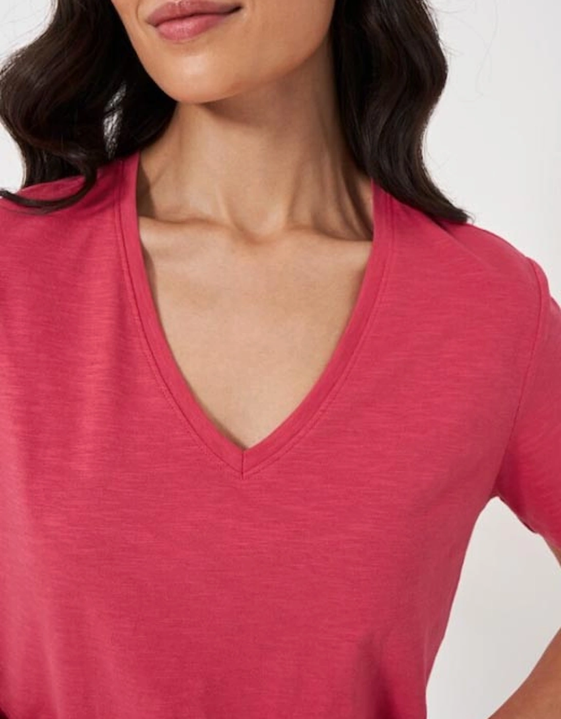 Women's Perfect V-Neck Slub T-Shirt Sunset Pink
