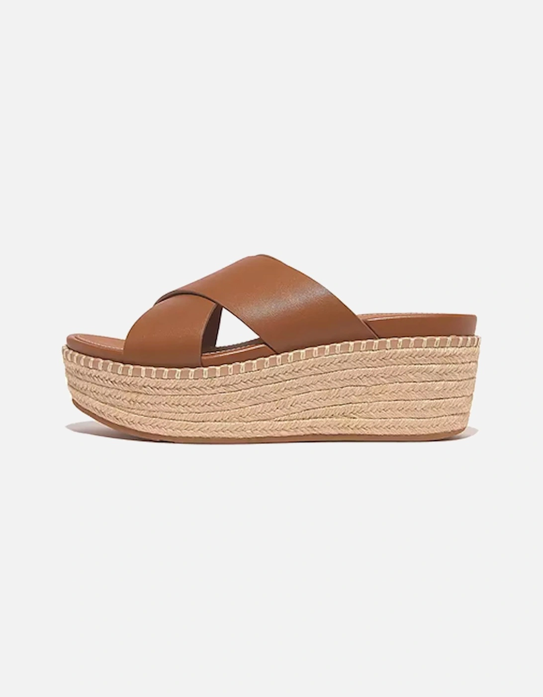 Women's Eloise Espadrille Leather Wedge Cross Slides Light Tan, 7 of 6