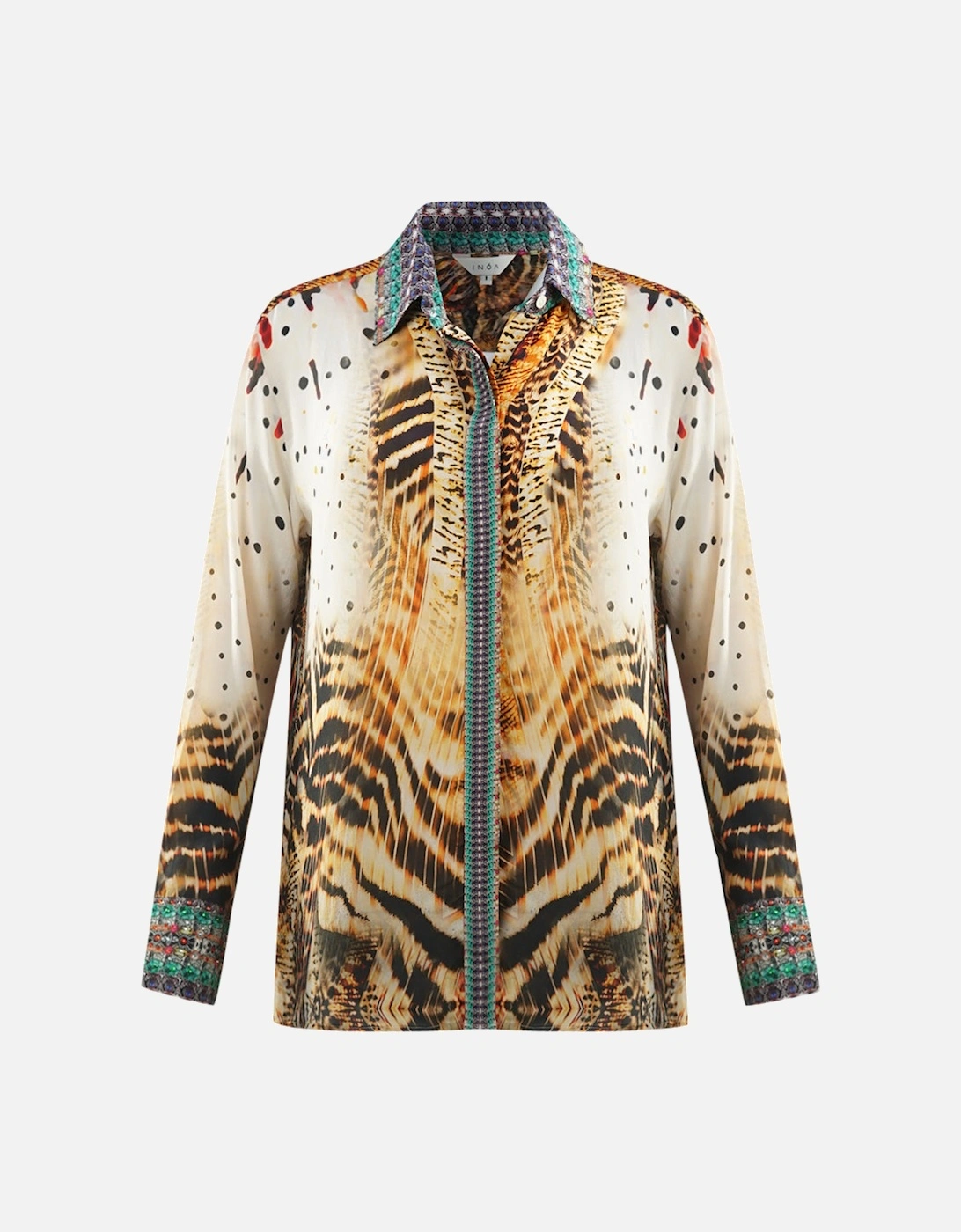 Golden Eagle 120214 Multicoloured Long Sleeve Blouse Silk Shirt, 3 of 2