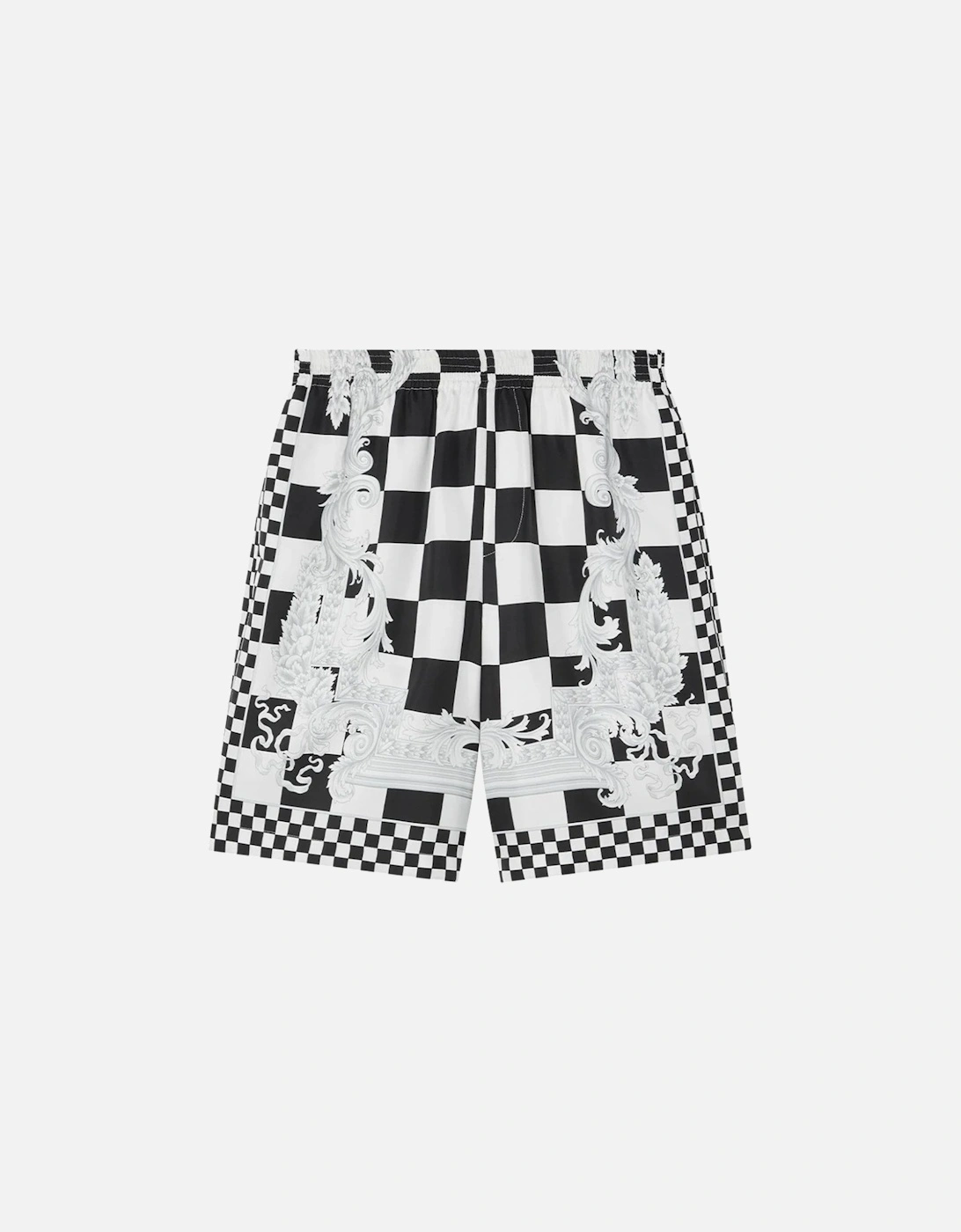 Medusa Check Silk Twill Shorts Black, 6 of 5