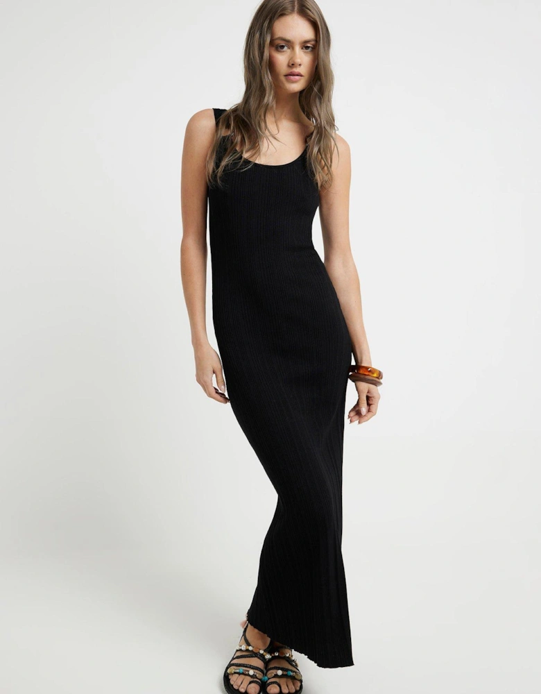 Rib Knit Dress - Black
