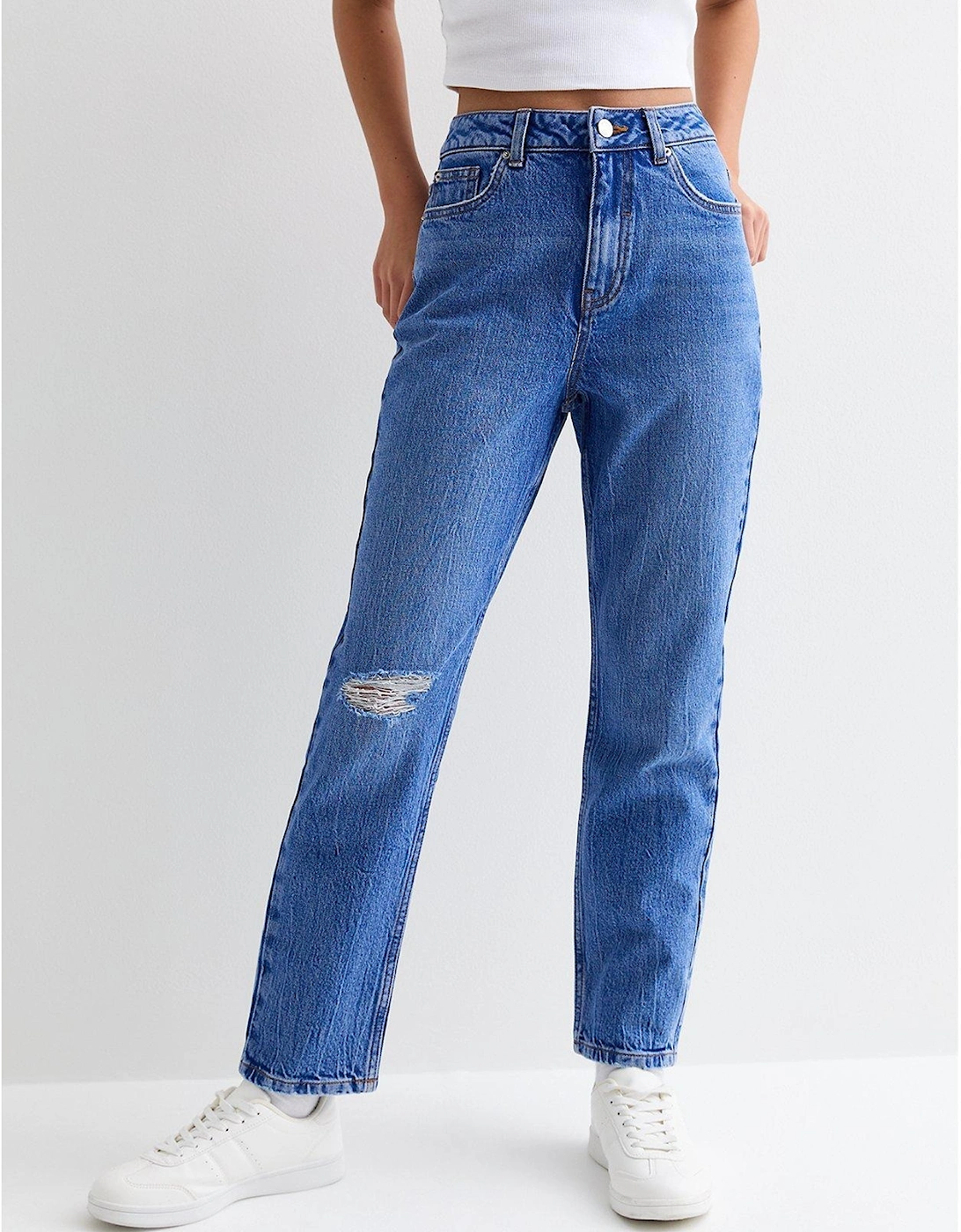 Girls Blue Ripped Tori Mom Jeans, 2 of 1
