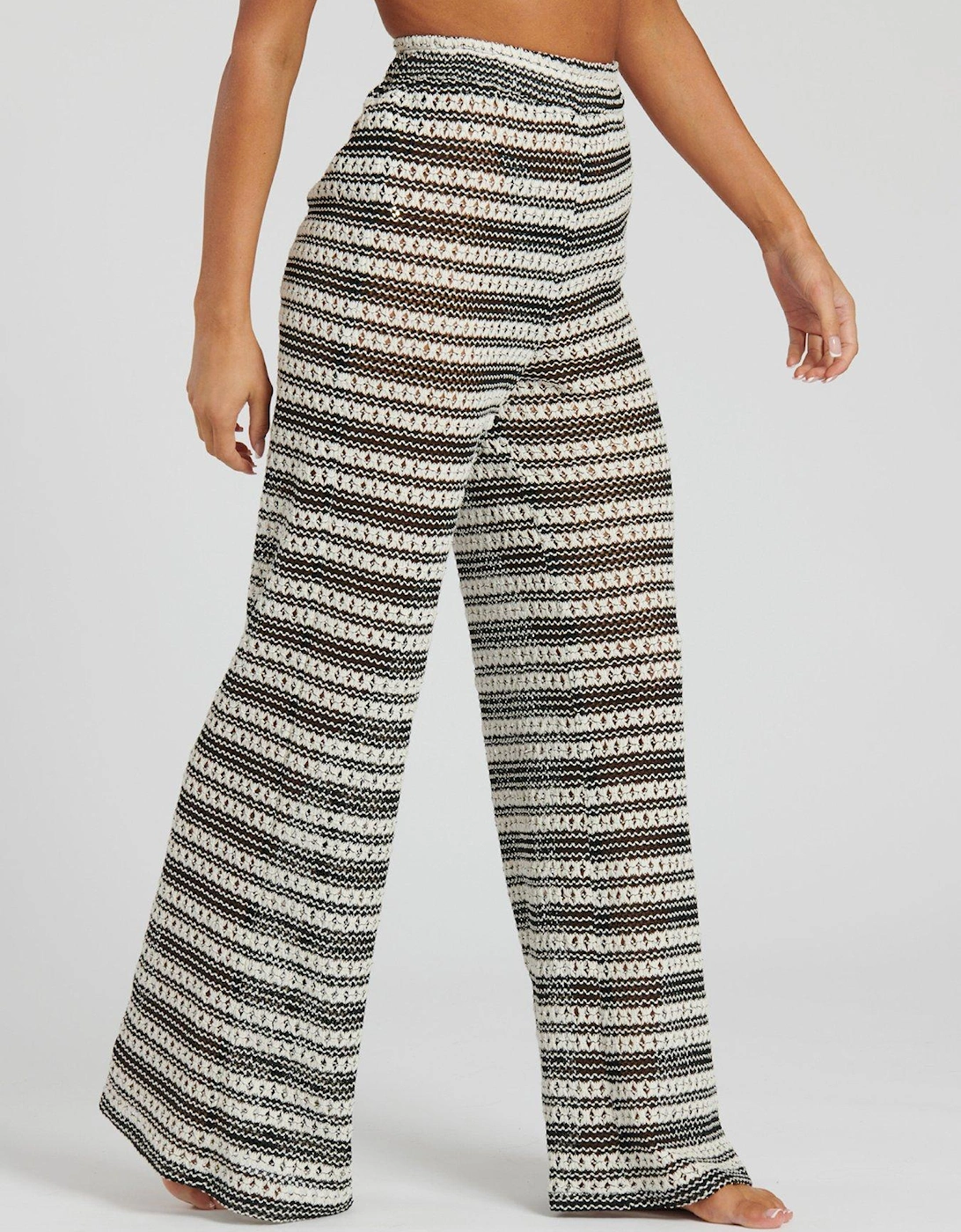 Monochrome Crochet Stripe Beach Pants, 5 of 4