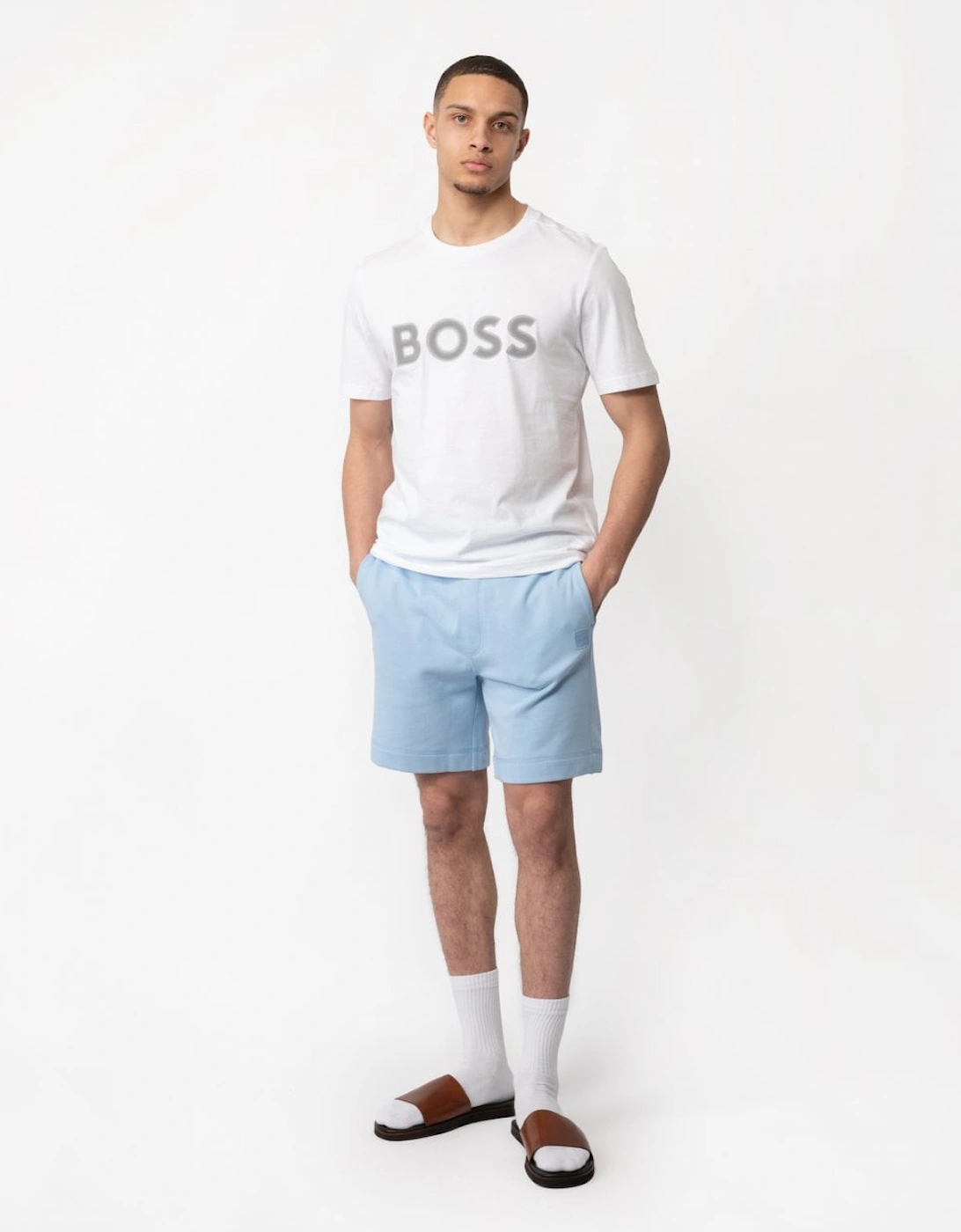 BOSS Green Tee 1 Mens Cotton Jersey Regular Fit T-Shirt with Mesh Logo