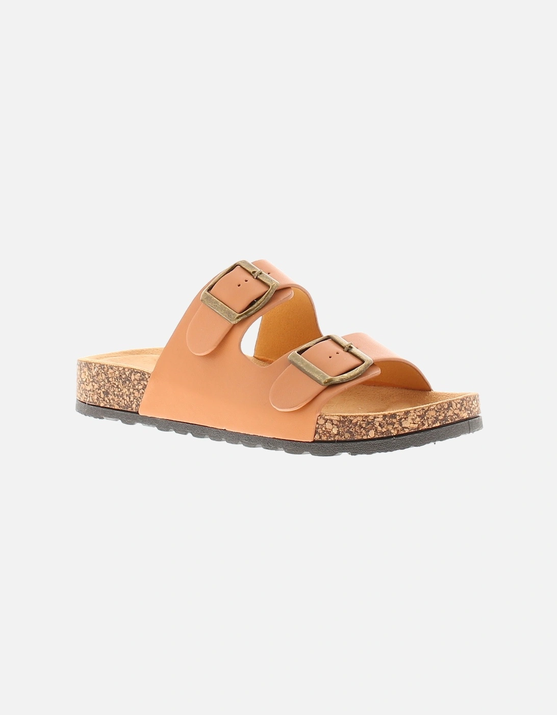 Womens Flat Sandals Mules Enzo Slip On tan UK Size, 6 of 5