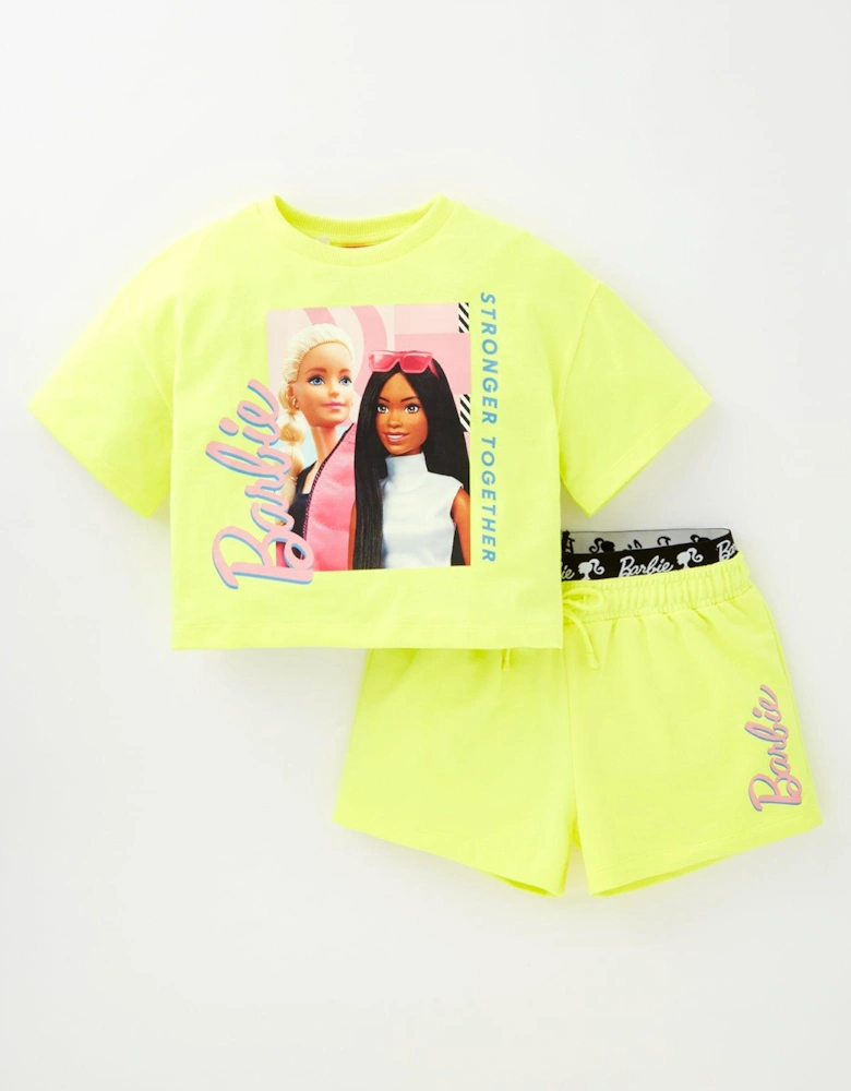 Older Girl 2 Piece T-shirt And Shorts - Yellow