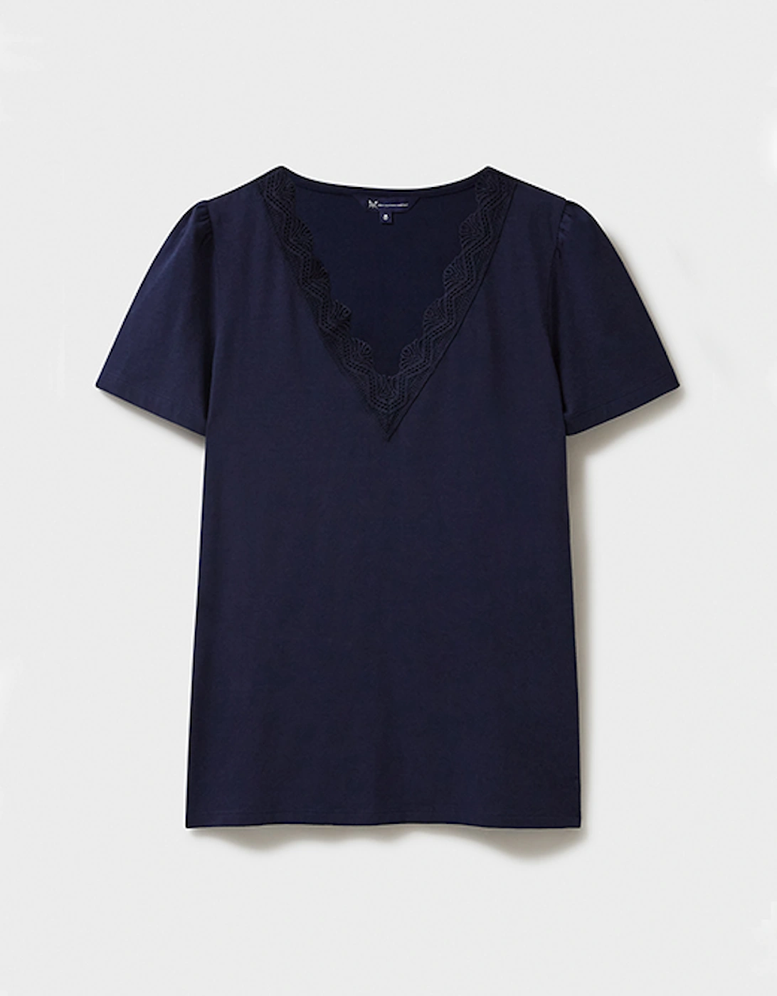 Women's Lace Insert Short Sleeve T-Shirt Dark Navy