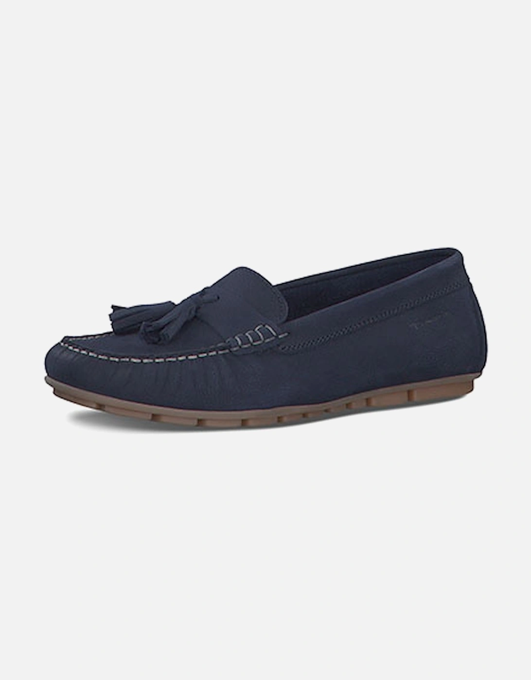 Womens Leather Slip On Shoe Navy, 6 of 5