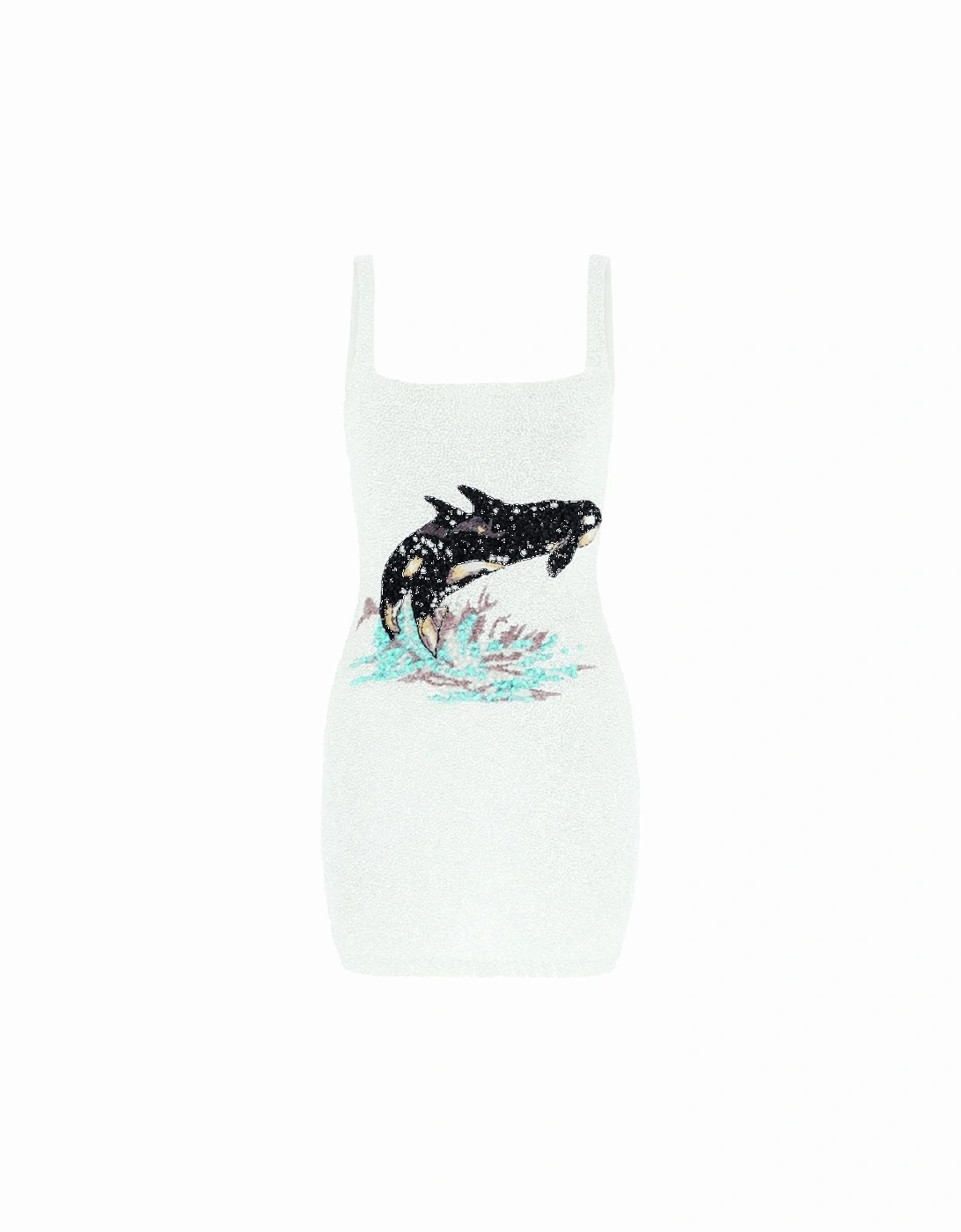 Marina Embroidered Luxury Sequin White Mini Dress