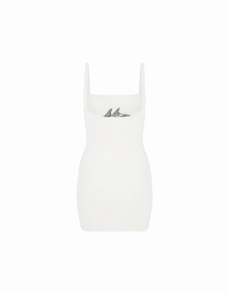 Marina Embroidered Luxury Sequin White Mini Dress