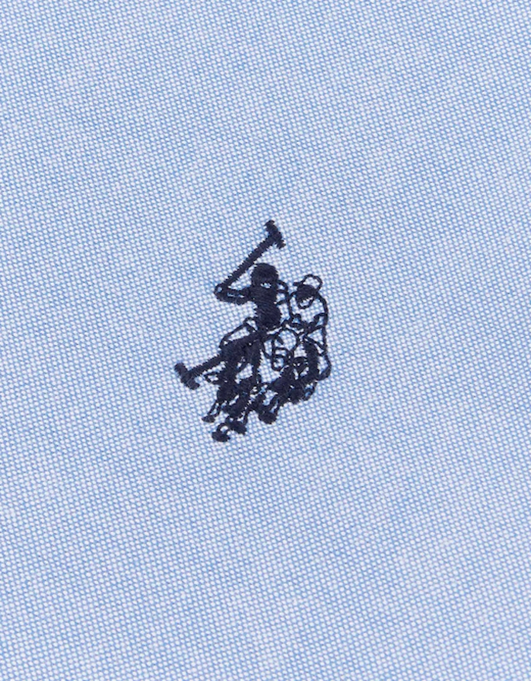 U S Polo Assn Men's Peached Oxford Long Sleeve Shirt Blue Yonder/Dark Sapphire