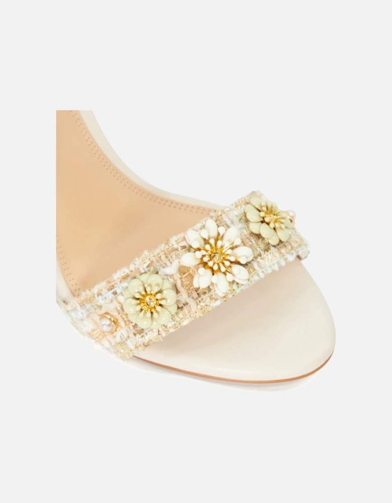 Ladies Mention - Floral Detail Block Heeled Sandals