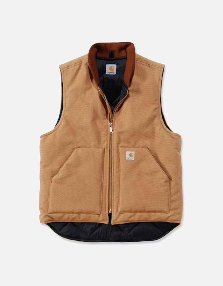 Carhartt Relaxed Fit Duck Insulated Rib Collar Vest Brown