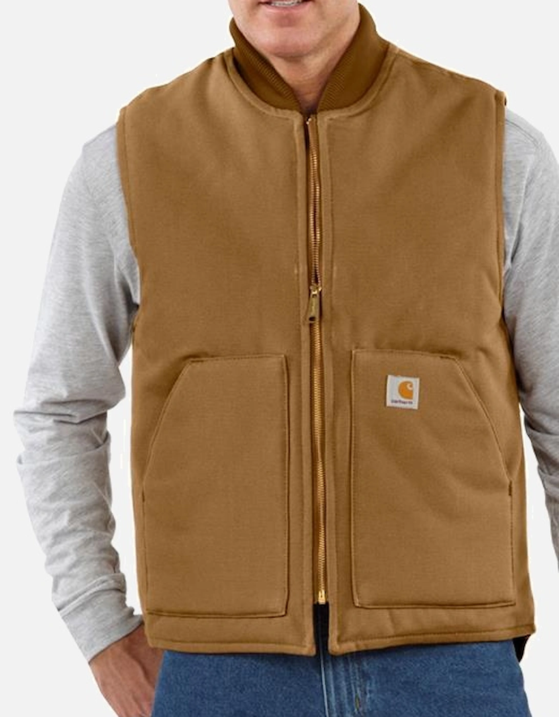 Carhartt Relaxed Fit Duck Insulated Rib Collar Vest Brown