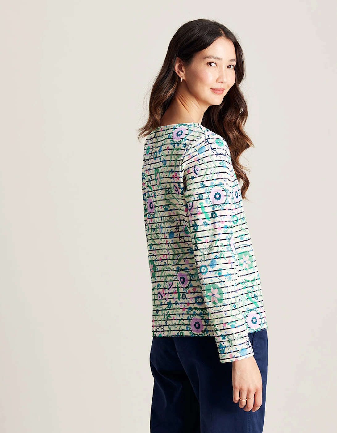 Womens Printed Harbour Cotton Long Sleeved Top