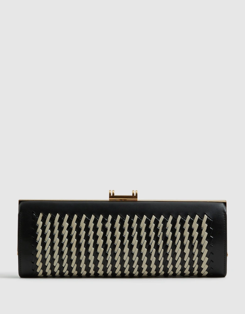 Leather Woven Clutch Bag
