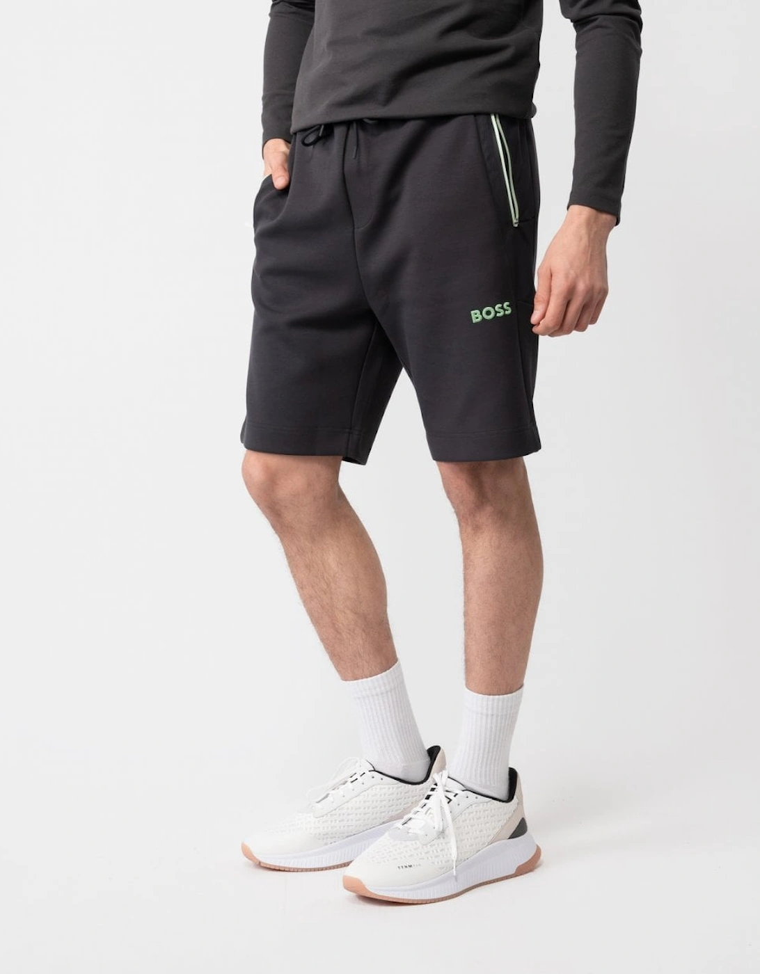 BOSS Green Headlo 1 Mens Cotton-Blend Shorts with 3D-Moulded Logo, 4 of 3