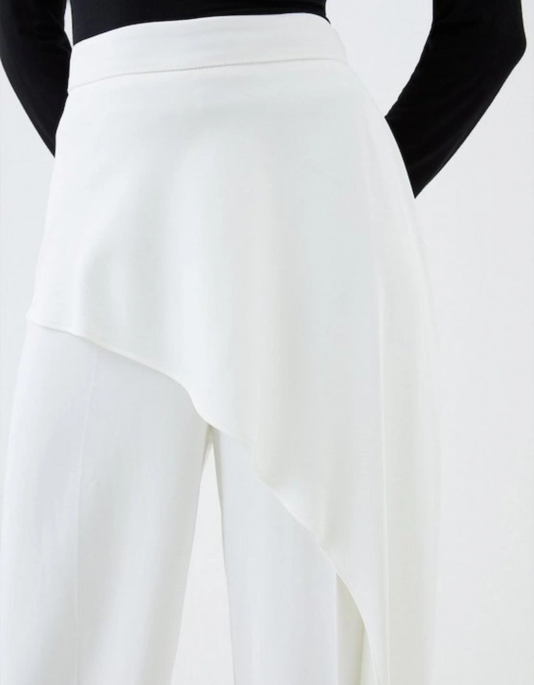 Compact Stretch Viscose Drape Wide Leg Trouser