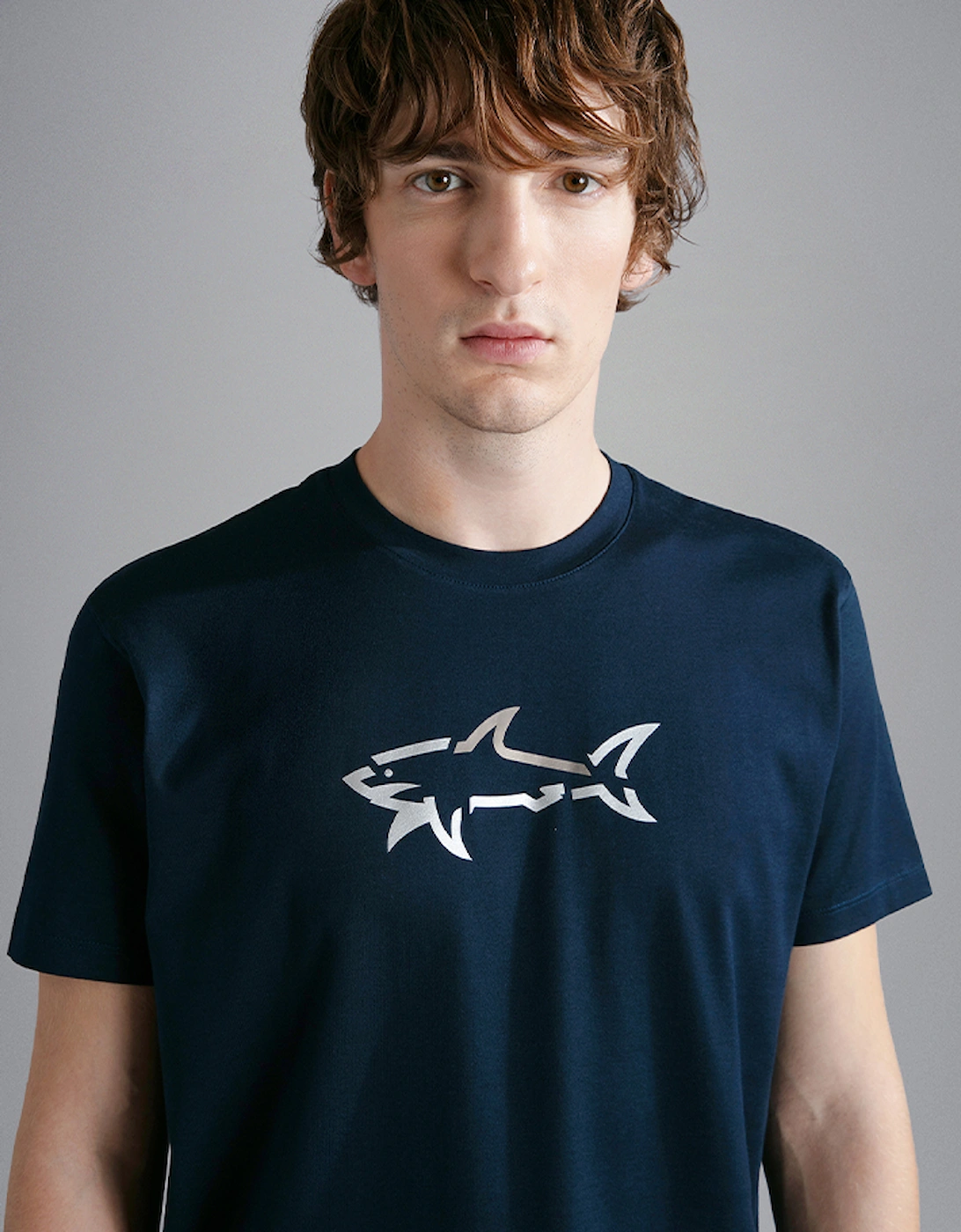 Men's Cotton Jersey T-Shirt with Reflex Shark Print