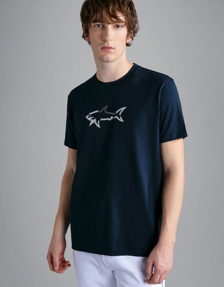 Men's Cotton Jersey T-Shirt with Reflex Shark Print