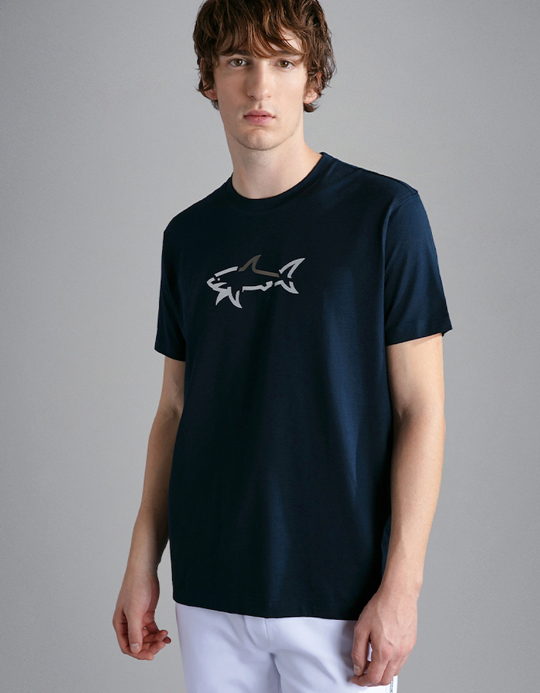 Men's Cotton Jersey T-Shirt with Reflex Shark Print, 5 of 4