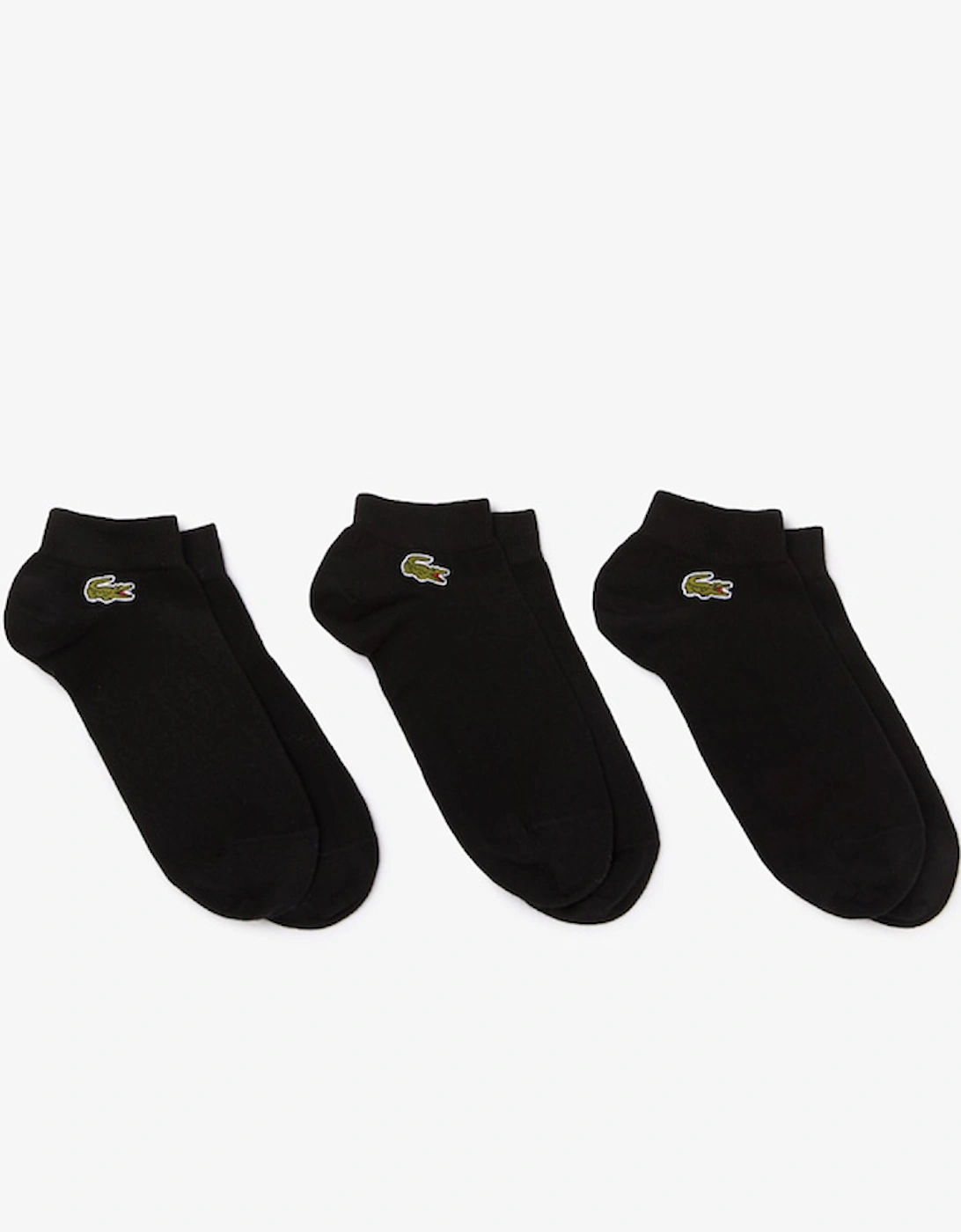 Lacoste Men's Black/Black/Black Pack Of 3 Pairs Of Low Sport Trainer Socks - Size: 8/7/7.5/6/6.5