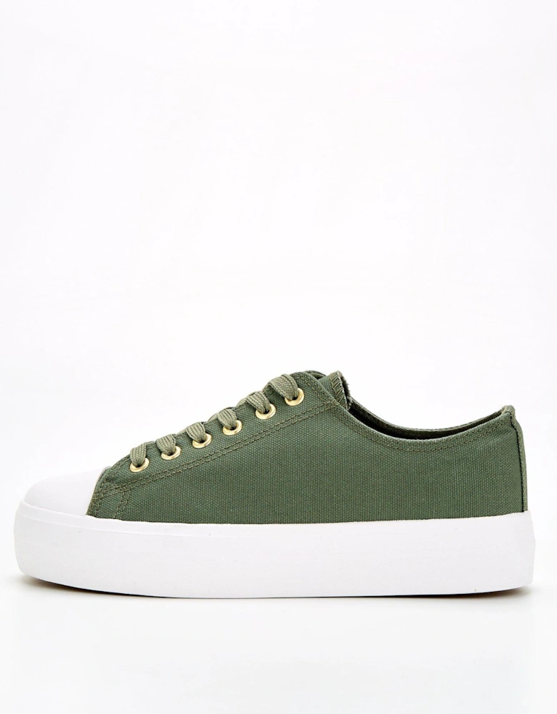 Extra Wide Fit Canvas Lace Up Trainer