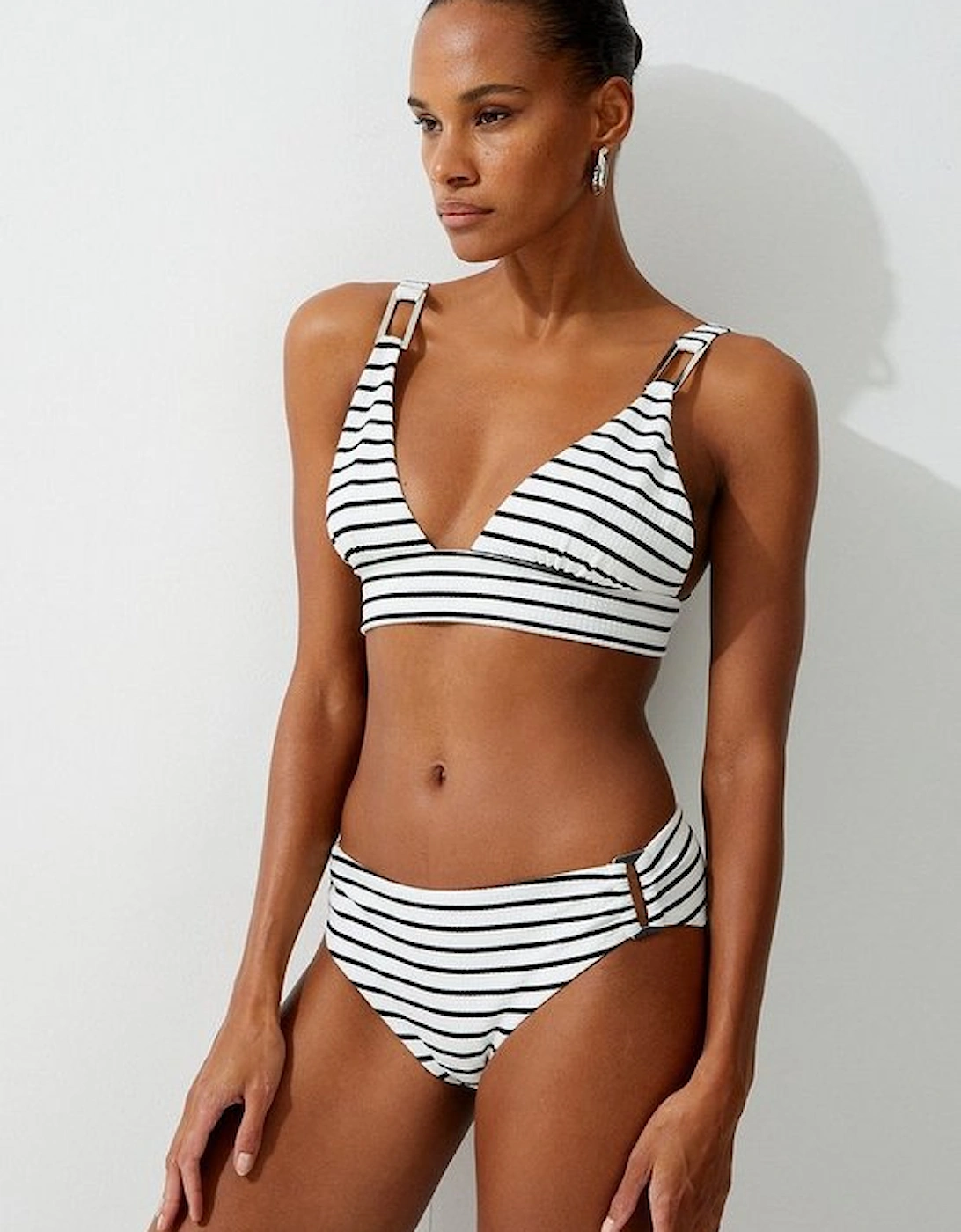 Textured Stripe High Waist Bikini Bottoms