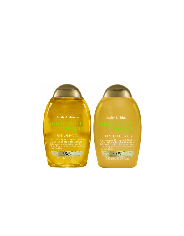 Clarify and Shine+ Apple Cider Vinegar Shampoo and Conditioner Bundle for Cleansed Hair