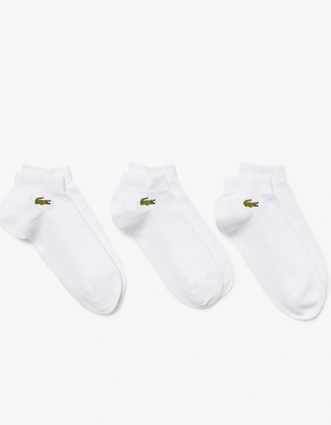 Lacoste Men's White/White/White Pack Of 3 Pairs Of Low Sport Trainer Socks - Size: 8/7/7.5/6/6.5