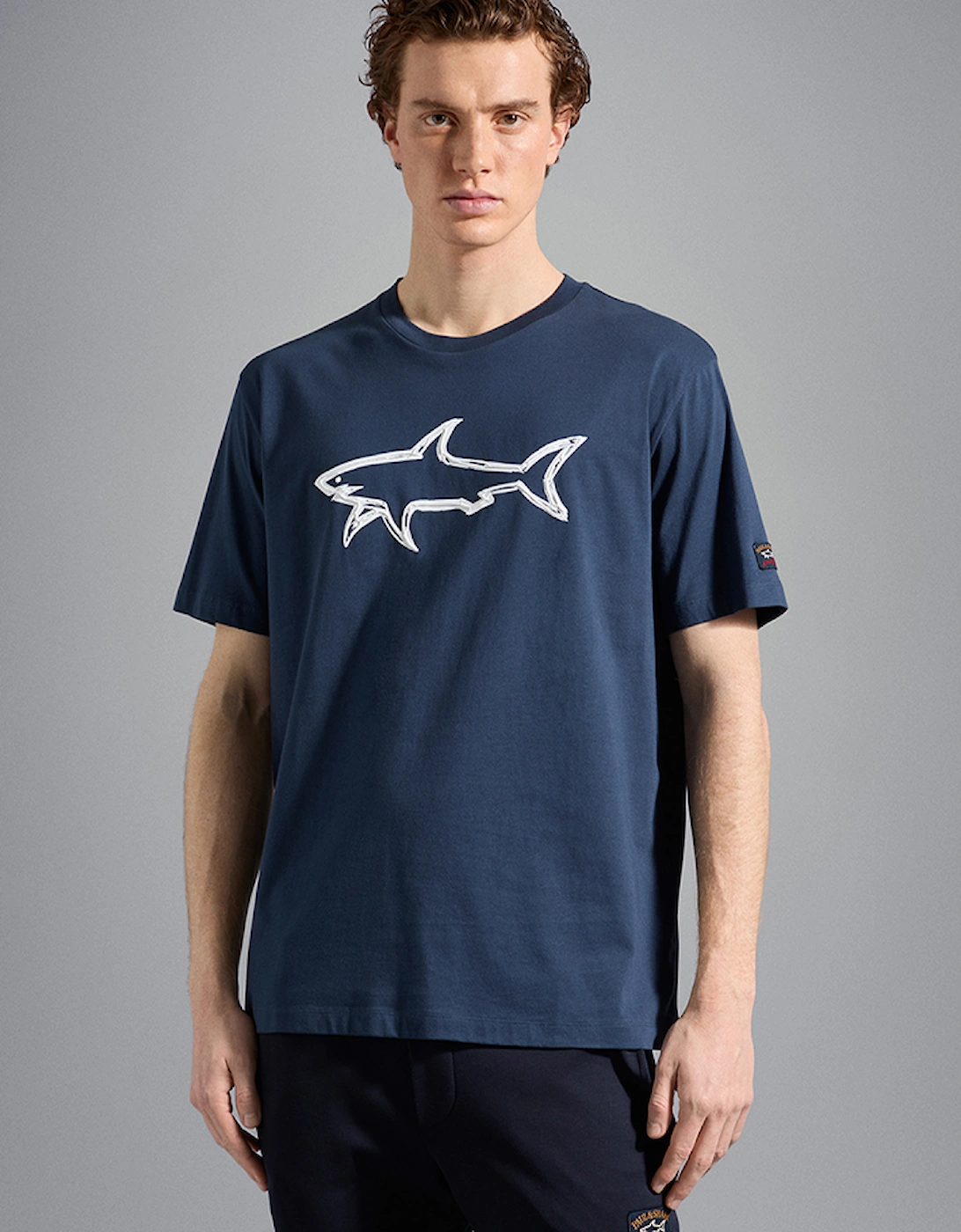 Men's Cotton T-Shirt with Raised Shark, 5 of 4