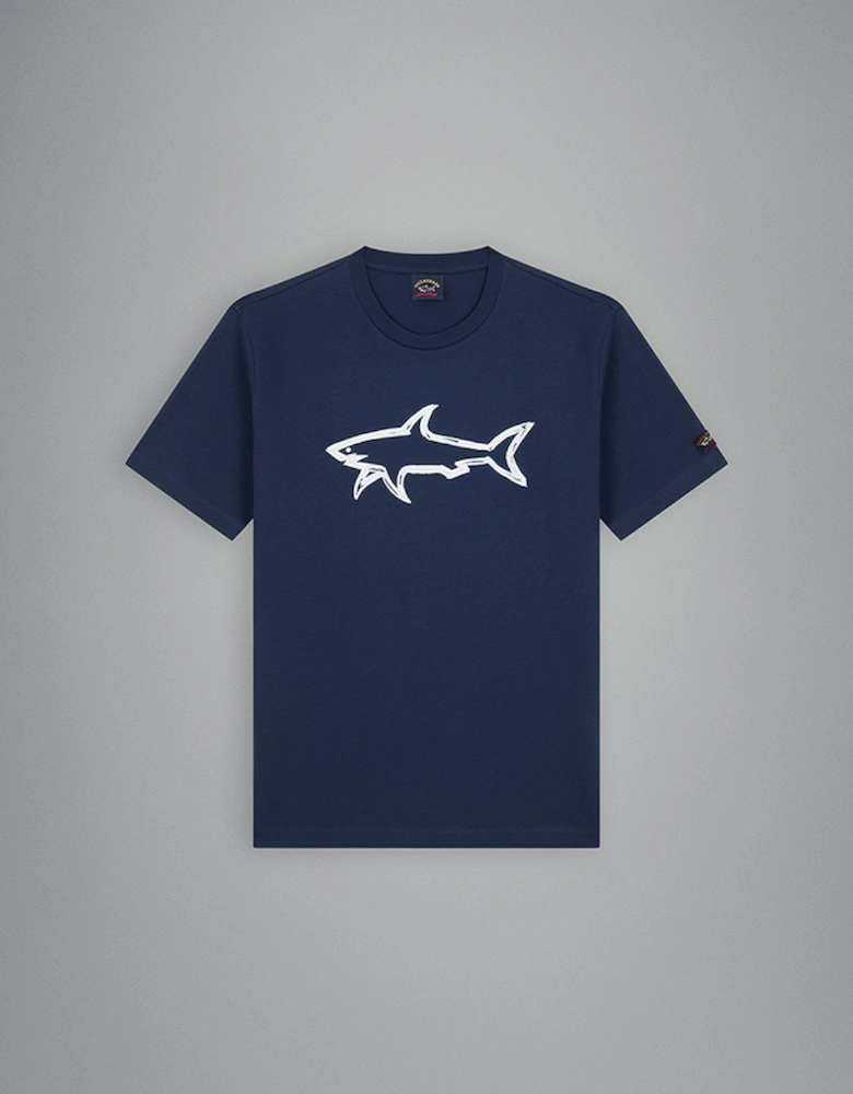 Men's Cotton T-Shirt with Raised Shark