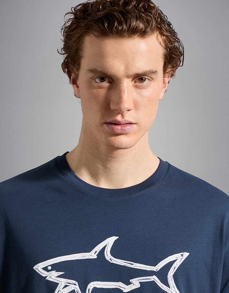Men's Cotton T-Shirt with Raised Shark