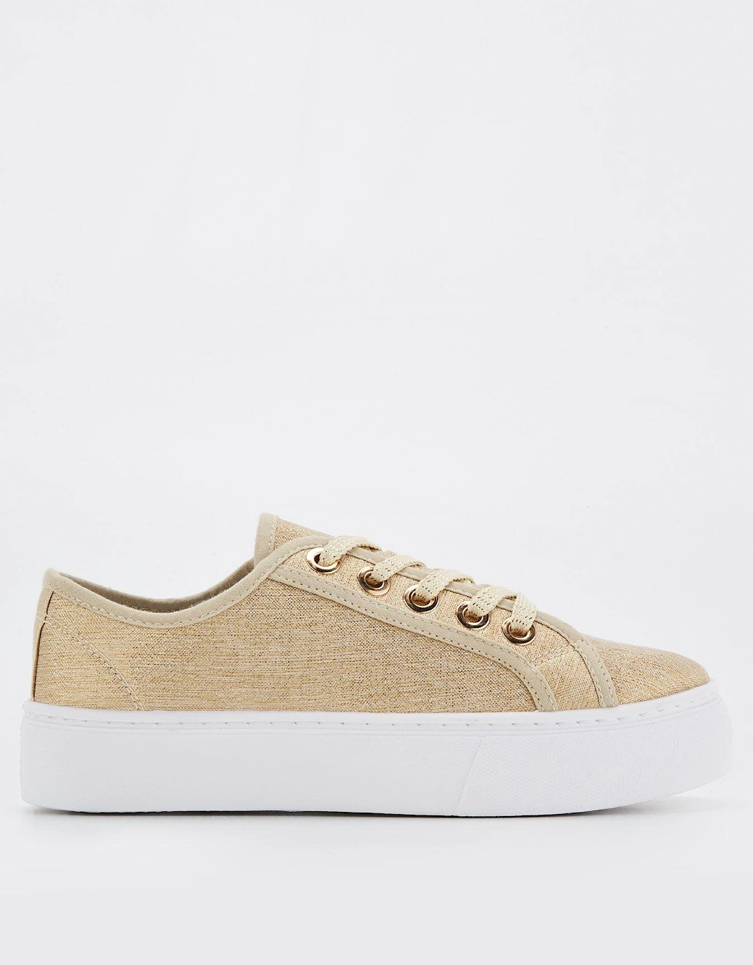 Canvas Lace Up Trainer - Beige, 7 of 6