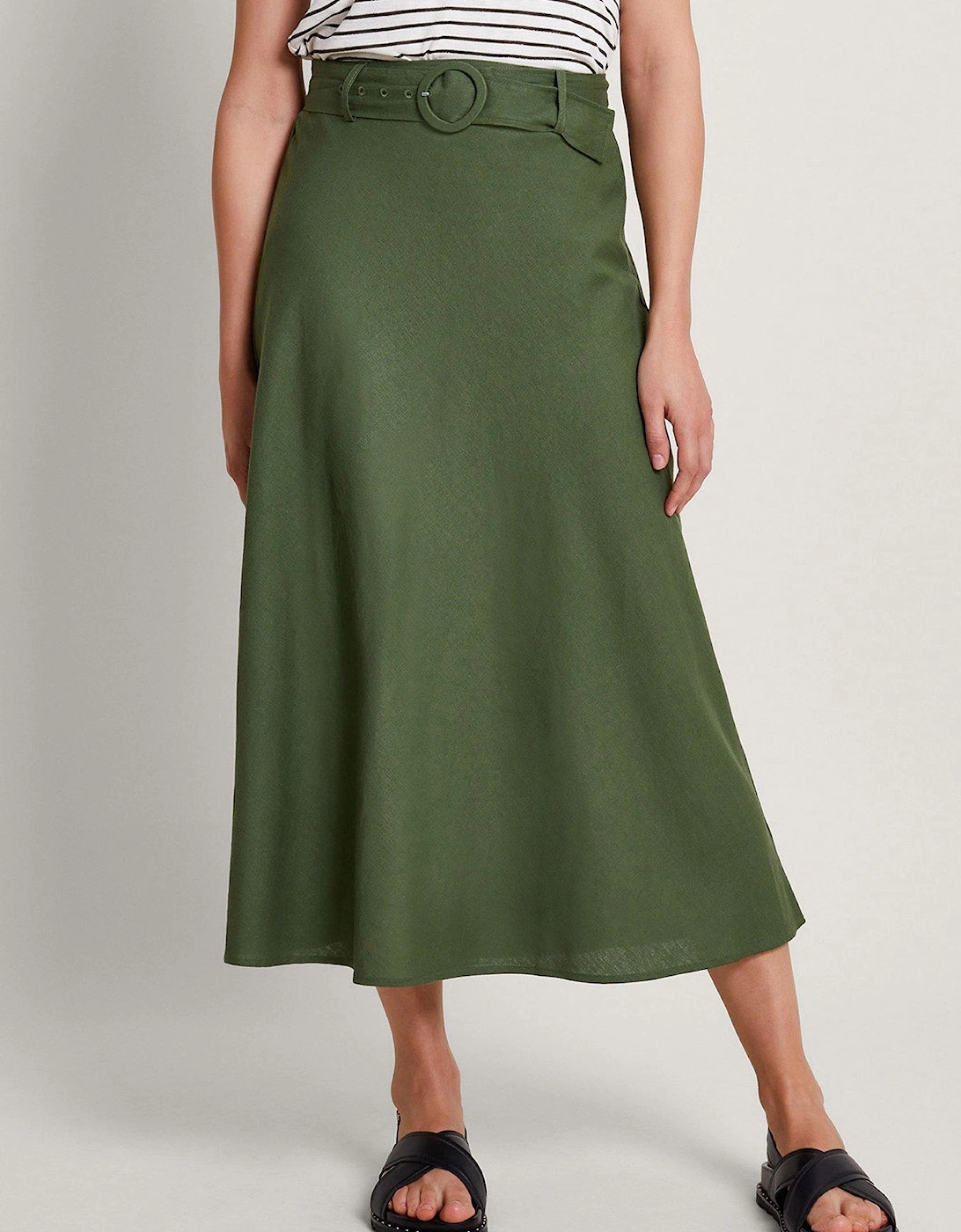 Olive Belted Midi Skirt Green, 2 of 1