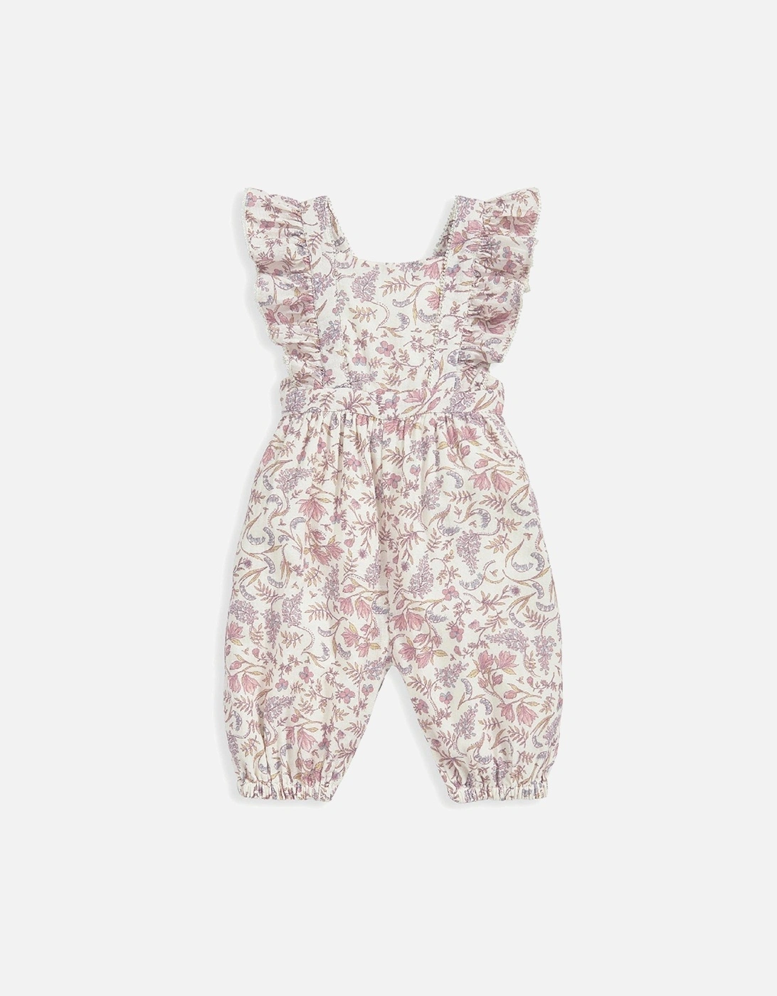 Baby Girls Floral Dungaree - Pink, 2 of 1