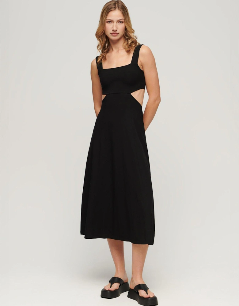 Jersey Cutout Midi Dress - Black