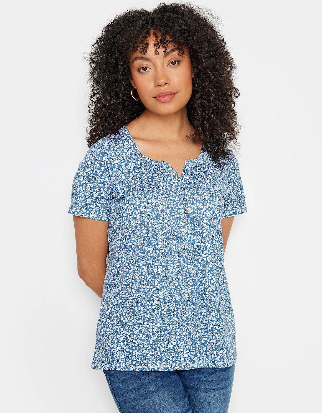 Ditsy Cotton Henley T Shirt, 2 of 1