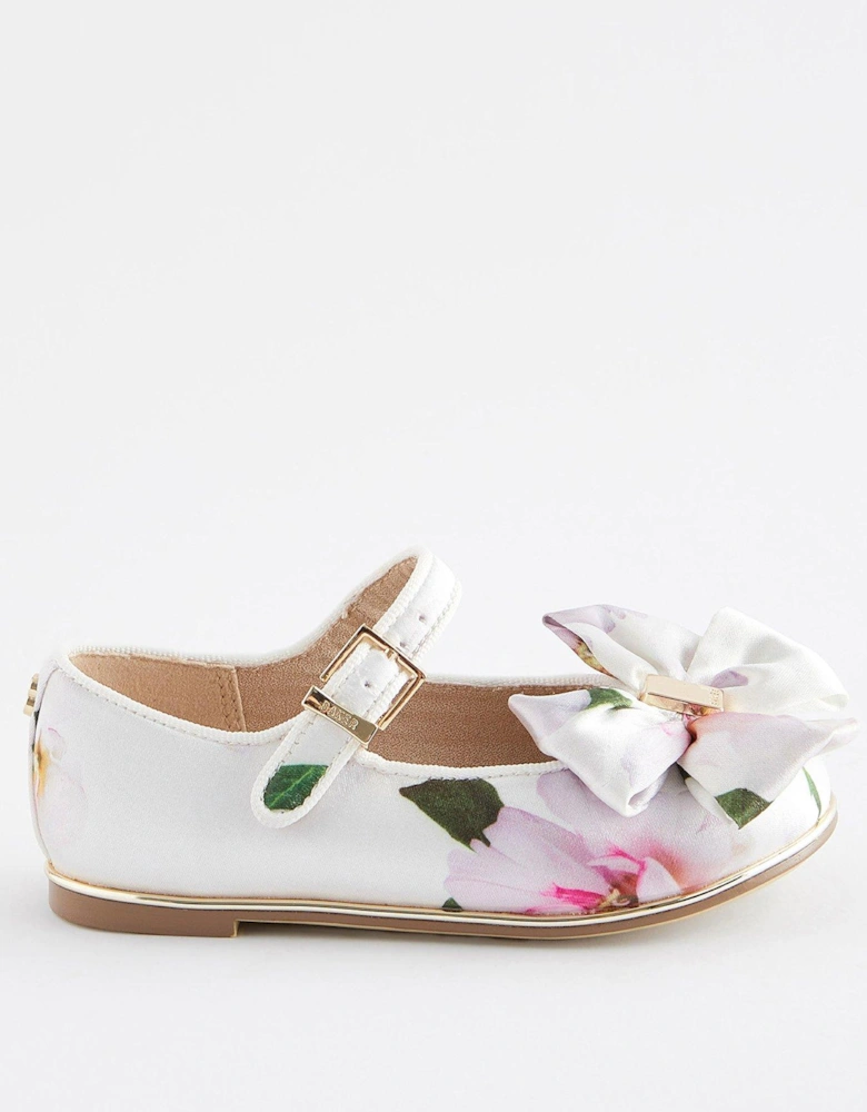 Younger Girls Printed Mary Jane Occasion Shoe - White